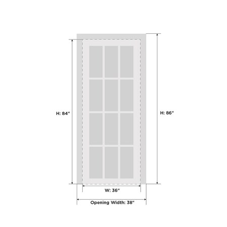 Sartodoors Solid French Door Frosted Glass White 36x84 Solid Core Modern Interior QUADRO4266ID-WS-3684