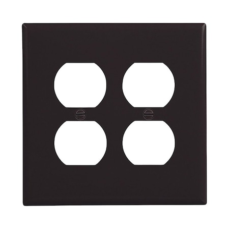 Eaton Wiring Devices Receptacle Wallplate, 4.87 in L, 4.94 in W, Mid, 2-Gang, Polycarbonate, Black PJ82BK