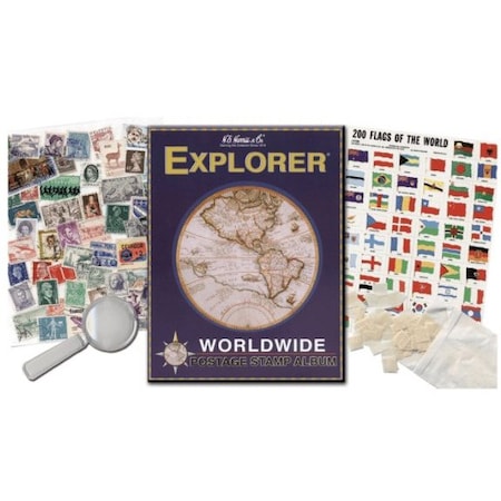 Amscope Kid's Outlet Explorer Worldwide Stamp Collecting Kit BK-STAMPKIT