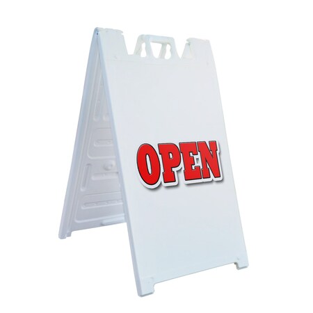 Signmission Open, A-Frame & 2 Decals Installed, Heavy-Duty Plastic Frame SBHD-D-2436-Open