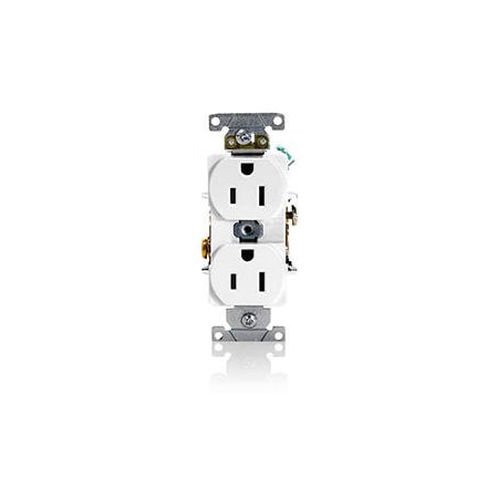 Leviton Duplex Straight Blade Receptacle, 5-15R, 15 A, 125V AC, 2 Pole, 3 Wire, Flush Mount, Grounded 5262-SW