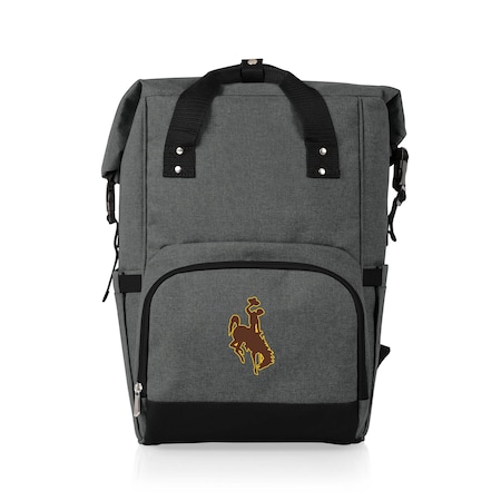 Picnic Time Family Of Brands NCAA Wyoming Cowboys On The Go Roll-Top Backpack CoolerHeathered Gray 616-00-105-696-0