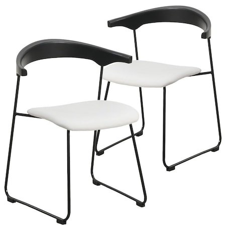 Leisuremod Lyra Collection Modern Chair in Black back and White Seat, 2PK LCBL-41OW2