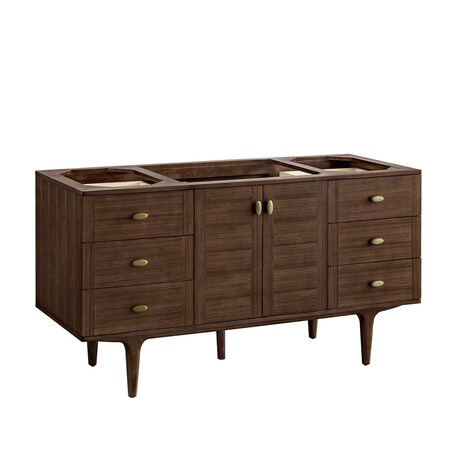 James Martin Vanities Vanity, without top, Mid-Century Walnut, 59.9 in W x 23.5 in D, 670-V60S-M-WLT