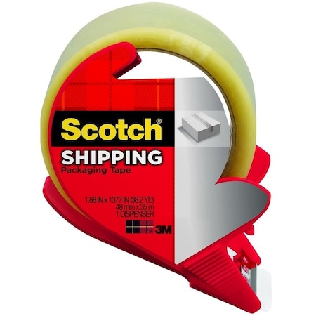 Scotch 3350SRD Packaging Tape, 546 yd L, 188 in W, Polypropylene Backing, Clear 3350-RD-OS