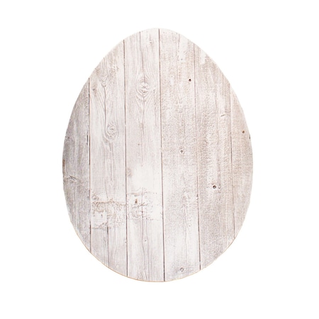 Homeroots 18" X 14" White Reclaimed Wood Egg Shaped Wall Decor 384895