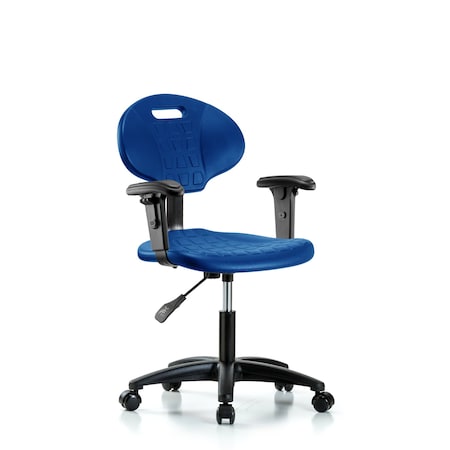 Blue Ridge Ergonomics Erie Poly Chair, Desk, Arms, Casters, Blue BR-TPDHCH-RG-A1-RC-BLU