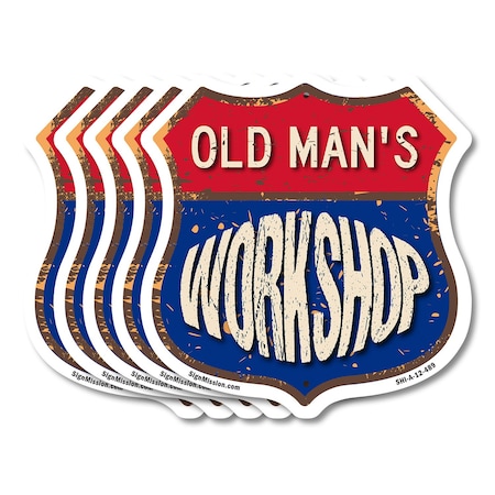 Signmission Old Man's Workshop, 12 inch X 12 inch, Aluminum Metal Sign, 5PK SHI-A-5Pack-12-489-OLD MAN