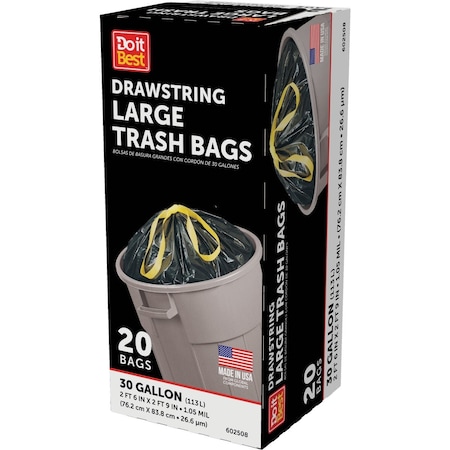 Do It Best 30 Gal. Large Black Trash Bag, 20-Count 602508