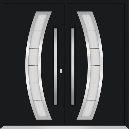 Vdomdoors Metal Double Doors Deux 6500 Black Enamel Frosted Glass Entry Modern Painted (W72xH96) Right hand I DEUX6500DEXD-BLK-W72xH96-RH-I