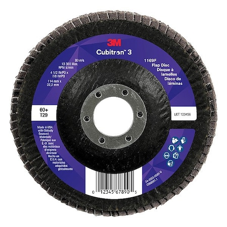 3M Cubitron Abrasive Flap Disc, Coated, Polyester, PK10 7100380209