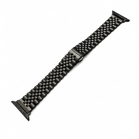 Elegani Black Classic Multi-Link Stainless Steel Replacement Band Compatible with Apple Watch 44mm HC5LSB-BLK-44mm