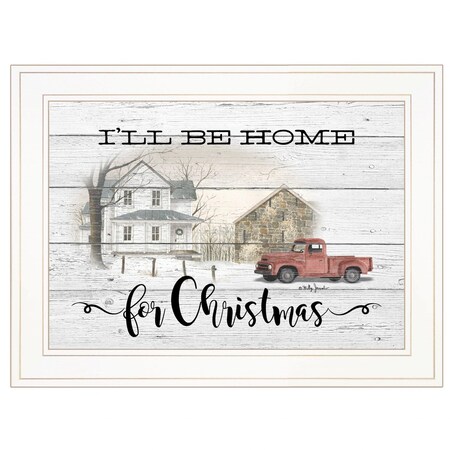 Homeroots Ill be home for Christmas 2 White Framed Print Wall Art 406700