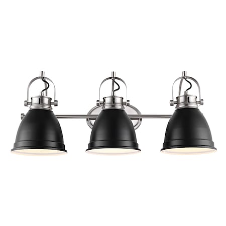 Jonathan Y Phineas 25.5" 3-Light Adjustable Farmhouse Bohemian Iron LED Vanity Light, Black/Nickel JYL1116A