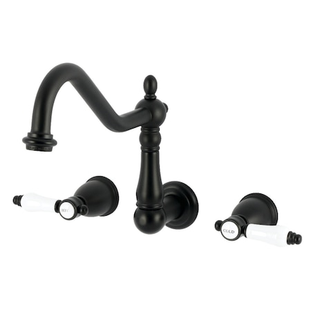 Kingston Brass Two-Handle Wall Mount Kitchen Faucet, Matte Black KS1280BPL