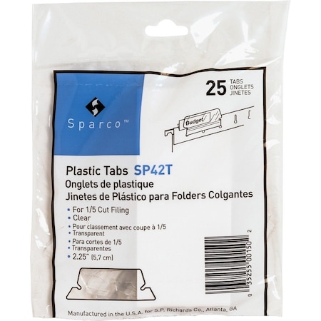 Business Source Index Tabs, Plastic, Clear, PK25 BSN42T
