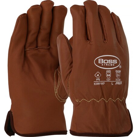 Boss AR Top Grain Goatskin Leather Drivers Glove w/Oil Armor Finish and Para-Aramid Lining, Fleece Lined KS9911KP/XL
