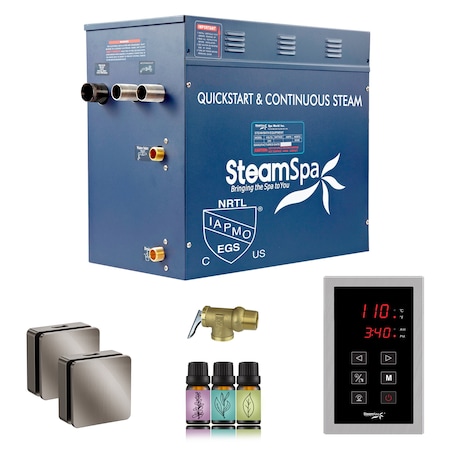 Steamspa Oasis Series 10.5KW Steam Bath Generator w/ Continuous Steam Plus Easy Touchpad in Brushed Nickel OATS1050BN