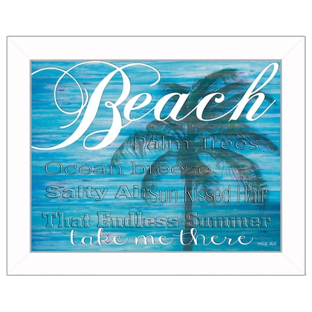 Homeroots Beach Take Me There 2 White Framed Print Wall Art 415316