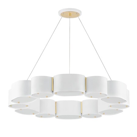 Corbett Lighting Opal 12 Light Chandelier 30 In. Soft White/Vintage Brass 393-30-SWH/VB