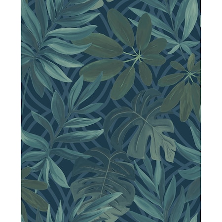 Brewster Nocturnum Dark Blue Leaves Wallpaper 2904-24201
