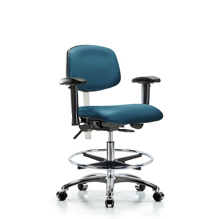 Blue Ridge Ergonomics Vinyl Clean Room Chair, Adjustable Arms BR-NCR-VMBCH-CR-T0-A1-CF-CC-8801