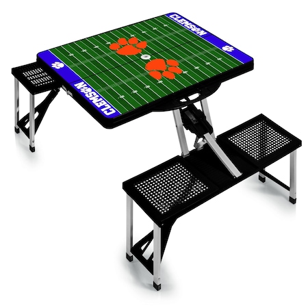Picnic Time Family Of Brands Clemson Tigers - Football Field - Picnic Table Portable Folding Table, Black 811-00-175-105-0