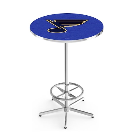 Holland Bar Stool Co 42" Chrome St Louis Blues Pub Table, 36" dia. Top L216C4236STLBlu