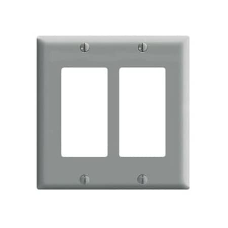 Leviton Decora Wallplate, Standard Size, Gang 2, Gray 80409-GY