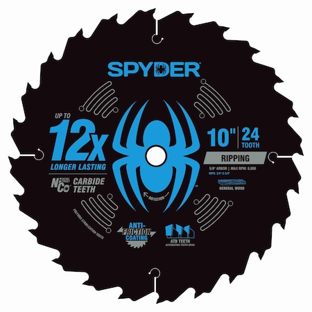 Spyder 10-Inch 24-Tooth Ripping Saw Blade for Wood 13098