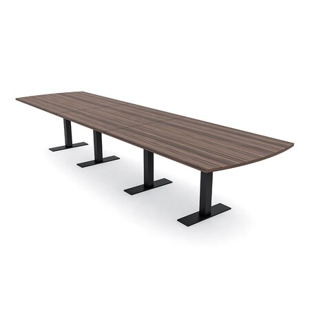 Skutchi Designs 16 Person Conference Table With Power Unit | 16' Arc Rectangle Table | Harmony Series HAR-AREC-48X192-T.BK-H3041-NA