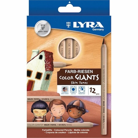 Dixon Lyra Color Giants Skin Tone Colored Pencils, 6.3 mm Lead Size, Assorted Lead, 12/Set 3931124