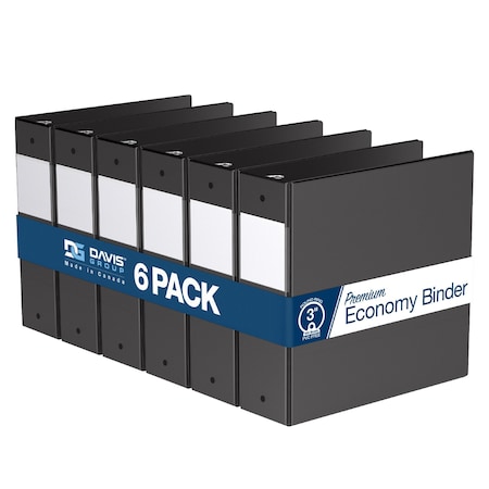 Davis Group Premium Economy, Round Ring, Binder, (Black, 3"), PK6 2314-01-06