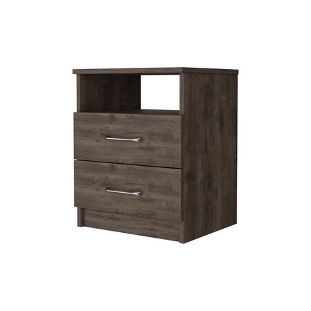 Homeroots 20" Brown Two Drawer Faux Wood Nightstand 534891