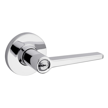 Safelock Daylon Lever with Round Rose Storeroom Lock with 4AL Latch and RCS Strike Bright Chrome Finish SL6500DALRDT-26