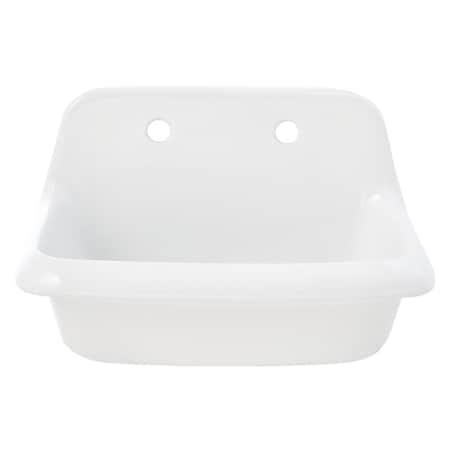 Kingston Brass 24" Ceramic Wall Mount Bathroom Sink, 8-Inch, 2 Hole, Glossy White GPLWS241715