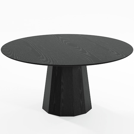 Homeroots 60" Black Solid Wood Pedestal Base Round Top Dining Table 721068