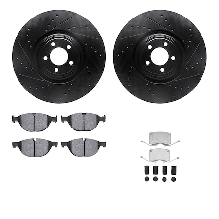 Dynamic Friction Co DFC Rotors-Drilled & Slotted-Black w/ EURO 5000 Ceramic Brake Pads Incl Hdw 8612-20018