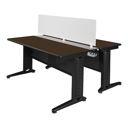 Regency Fusion 2 Person Bench Workstation W/ Privacy Panel, 72 in W X Wood, Metal, Neo Walnut MFBPD7258NW