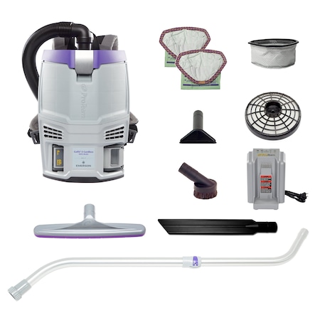 Proteam GoFit 3 Cordless 4Ah, 3 qt. Backpack Vacuum w/ Xover Multi-Surface Telescoping Wand Tool Kit 107774