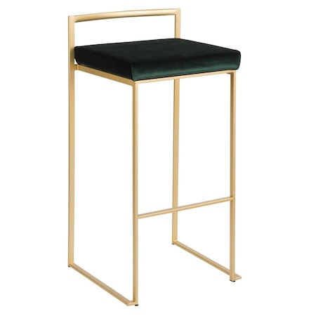 Lumisource 34 x 17.5 x 16 in. Fuji Contemporary Stackable Barstool - Green, Set of 2, 2PK B30-FUJI AUVGN2