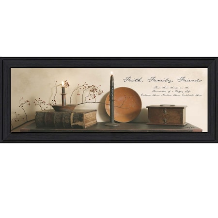 Homeroots Faith Family and Friends Black Framed Print Wall Art 404629