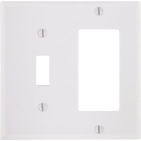 Leviton Decora 2-Gang Thermoset Single Toggle/Rocker Wall Plate White 005-80405-00W