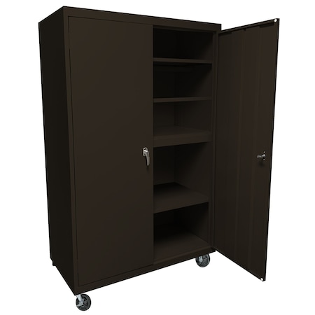 Steel Cabinets Usa Mobile Steel Storage Cabinet, 36" W, 78" H, Espresso, 4 Shelves MAAH-36782RB-E