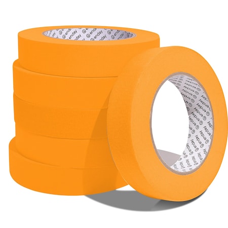 Enday Masking Tape, 1" x 60 Yards, Orange, 6PK 8140-6