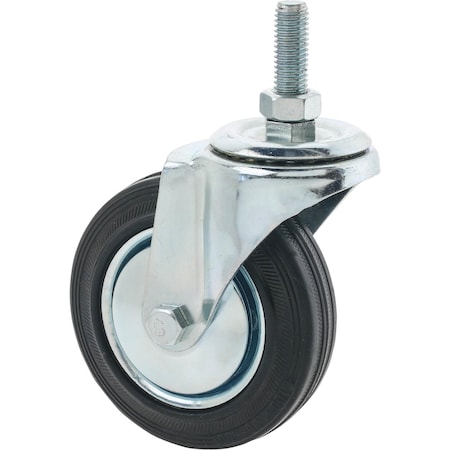 Steelex 4" Black Rubber Swivel Caster, Threaded D2543