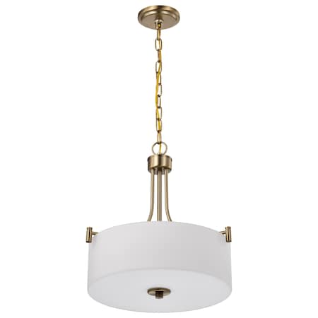 Nuvo Liam, 3 Light Pendant, Burnished Brass, White Opal Glass 60/8204