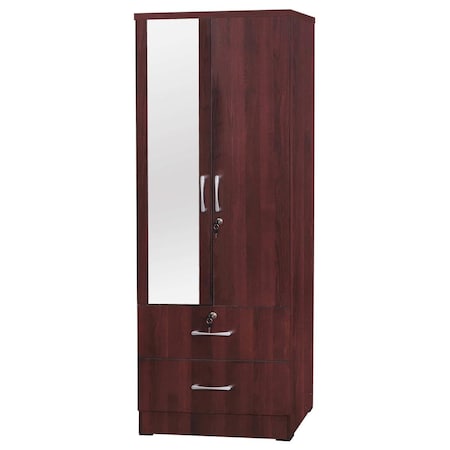 Latestluxury Grace Armoire Wardrobe Cabinet with Mirror & Drawers, Mahogany LA3360348