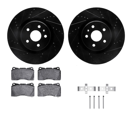 Dynamic Friction Co DFC Rotors-Drilled & Slotted-Black w/ EURO 5000 Ceramic Brake Pads Incl Hdw 8612-45006
