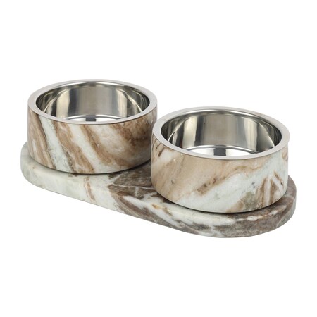 The Licker Store Marbre Small/Medium Modern Weighted Double Marble, Beige/Gray DBL1000C